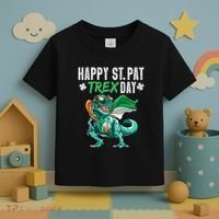 Happy St Pat T Rex Saint Patrick's Day Irish Flag Toddler T-Shirt thumb 3