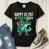 Happy St Pat T Rex Saint Patrick's Day Irish Flag Women's T-Shirt thumb 3