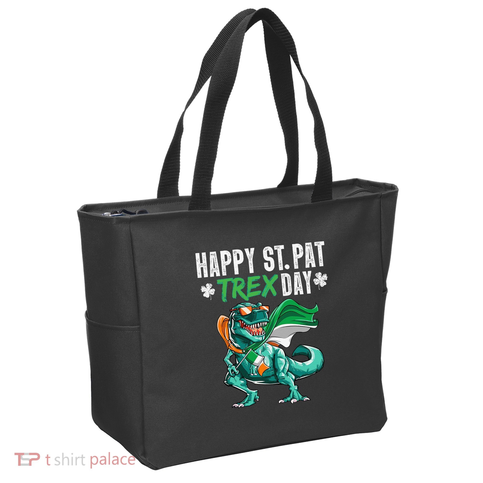 Happy St Pat T Rex Saint Patrick's Day Irish Flag Tote Bag