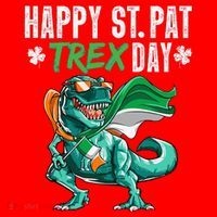 Happy St Pat T Rex Saint Patrick's Day Irish Flag Santa Hat thumb 1