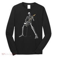 Halloween Skeleton Playing Guitar Rock And Roll Band Tees Long Sleeve Shirt thumb 0