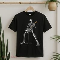 Halloween Skeleton Playing Guitar Rock And Roll Band Tees T-Shirt thumb 2