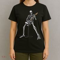 Halloween Skeleton Playing Guitar Rock And Roll Band Tees T-Shirt thumb 4