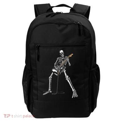 Halloween Skeleton Playing Guitar Rock And Roll Band Tees Backpack