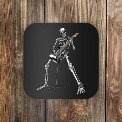 Halloween Skeleton Playing Guitar Rock And Roll Band Tees Coaster