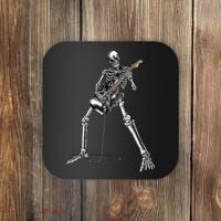 Halloween Skeleton Playing Guitar Rock And Roll Band Tees Coaster thumb 0