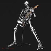 Halloween Skeleton Playing Guitar Rock And Roll Band Tees Coaster thumb 2