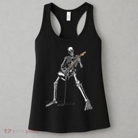 Halloween Skeleton Playing Guitar Rock And Roll Band Tees Women's Tank Top thumb 3