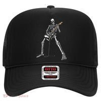 Halloween Skeleton Playing Guitar Rock And Roll Band Tees Hat thumb 0