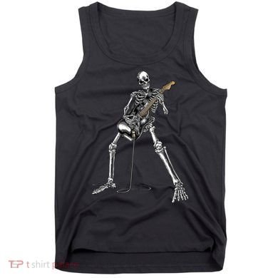 Halloween Skeleton Playing Guitar Rock And Roll Band Tees Tank Top