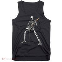 Halloween Skeleton Playing Guitar Rock And Roll Band Tees Tank Top thumb 0