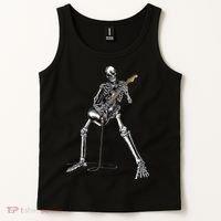 Halloween Skeleton Playing Guitar Rock And Roll Band Tees Tank Top thumb 2