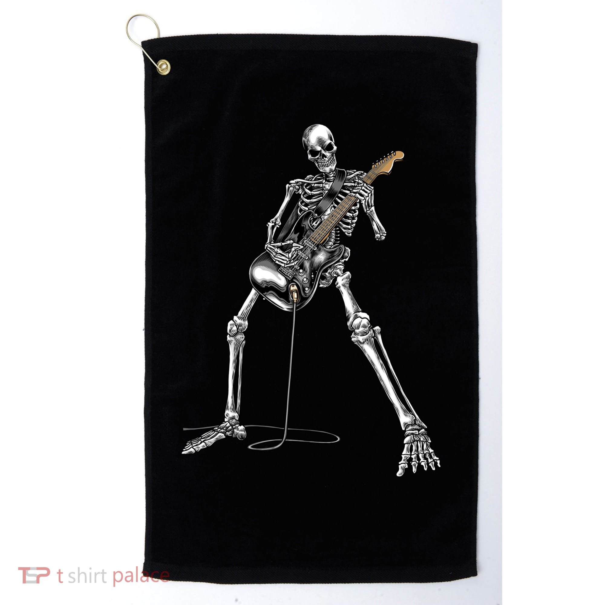Halloween Skeleton Playing Guitar Rock And Roll Band Tees Golf Towel