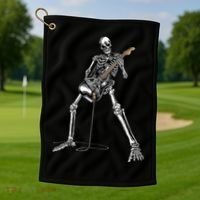 Halloween Skeleton Playing Guitar Rock And Roll Band Tees Golf Towel thumb 1