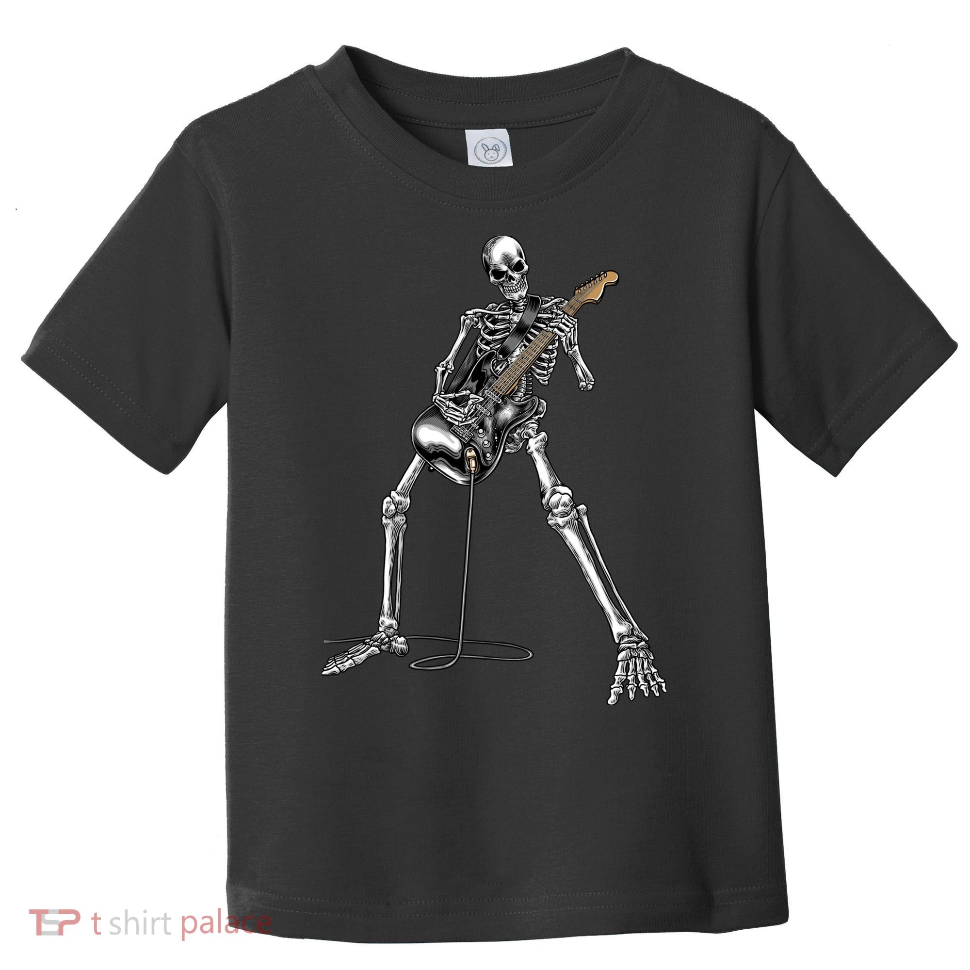 Halloween Skeleton Playing Guitar Rock And Roll Band Tees Toddler T-Shirt