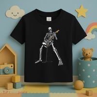 Halloween Skeleton Playing Guitar Rock And Roll Band Tees Toddler T-Shirt thumb 3
