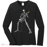 Halloween Skeleton Playing Guitar Rock And Roll Band Tees Women's Long Sleeve Shirt thumb 0