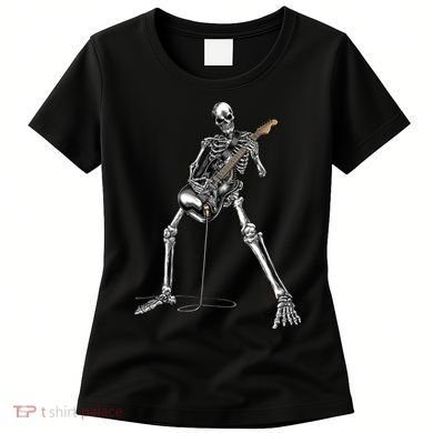 Halloween Skeleton Playing Guitar Rock And Roll Band Tees Women's T-Shirt