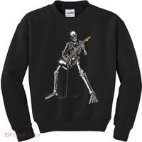 Halloween Skeleton Playing Guitar Rock And Roll Band Tees Kids Sweatshirt thumb 0