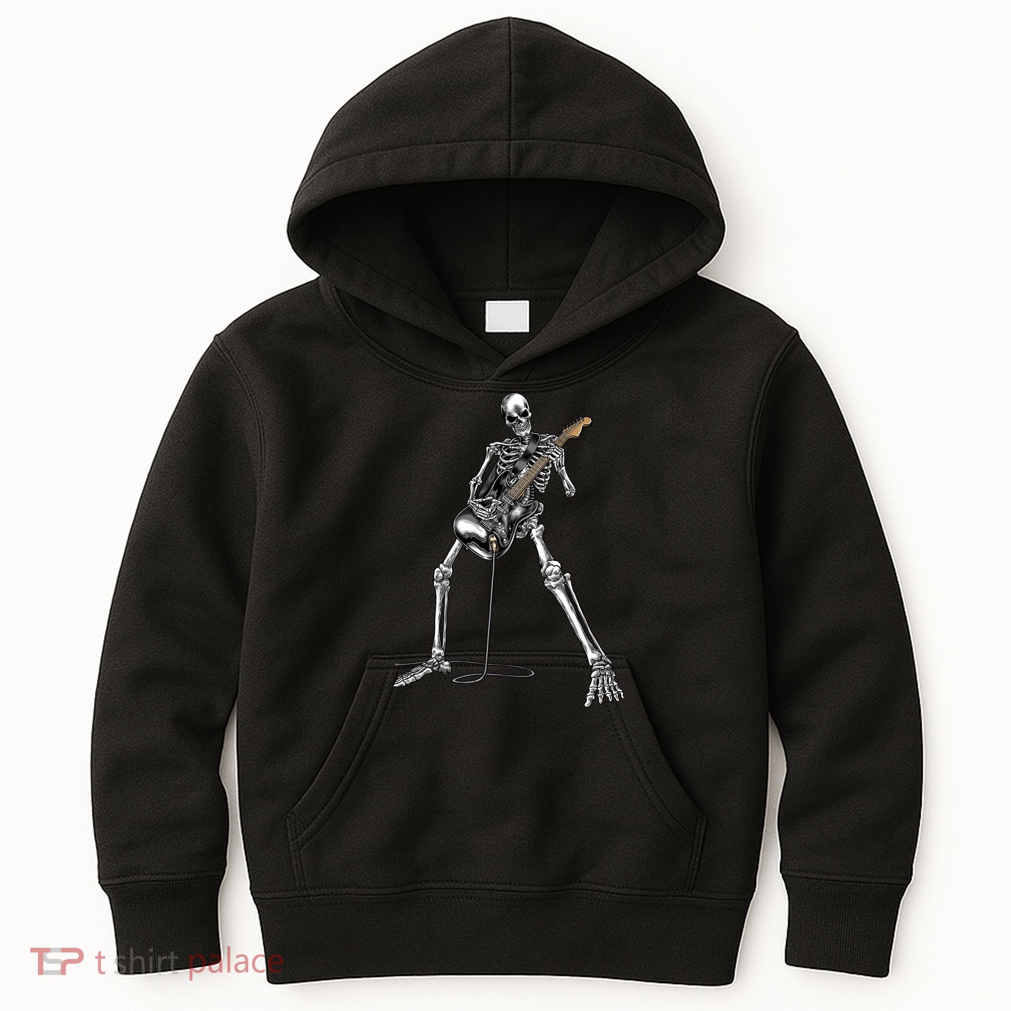 Halloween Skeleton Playing Guitar Rock And Roll Band Tees Kids Hoodie