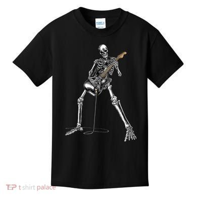 Halloween Skeleton Playing Guitar Rock And Roll Band Tees Kids T-Shirt
