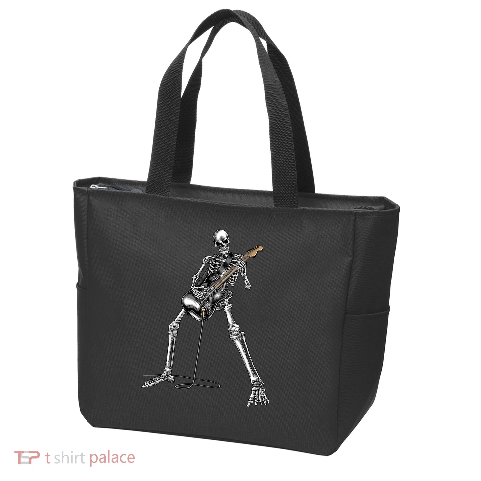 Halloween Skeleton Playing Guitar Rock And Roll Band Tees Tote Bag