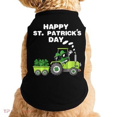Happy St Patricks Day Shamrock Tractor Clover Doggie Tank