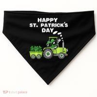 Happy St Patricks Day Shamrock Tractor Clover USA-Made Doggie Bandana thumb 0