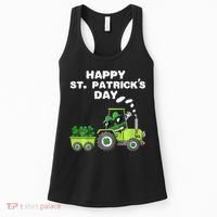 Happy St Patricks Day Shamrock Tractor Clover Women's Tank Top thumb 0