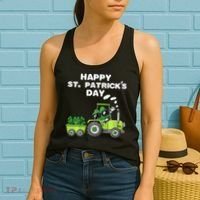 Happy St Patricks Day Shamrock Tractor Clover Women's Tank Top thumb 2