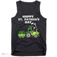 Happy St Patricks Day Shamrock Tractor Clover Tank Top thumb 0