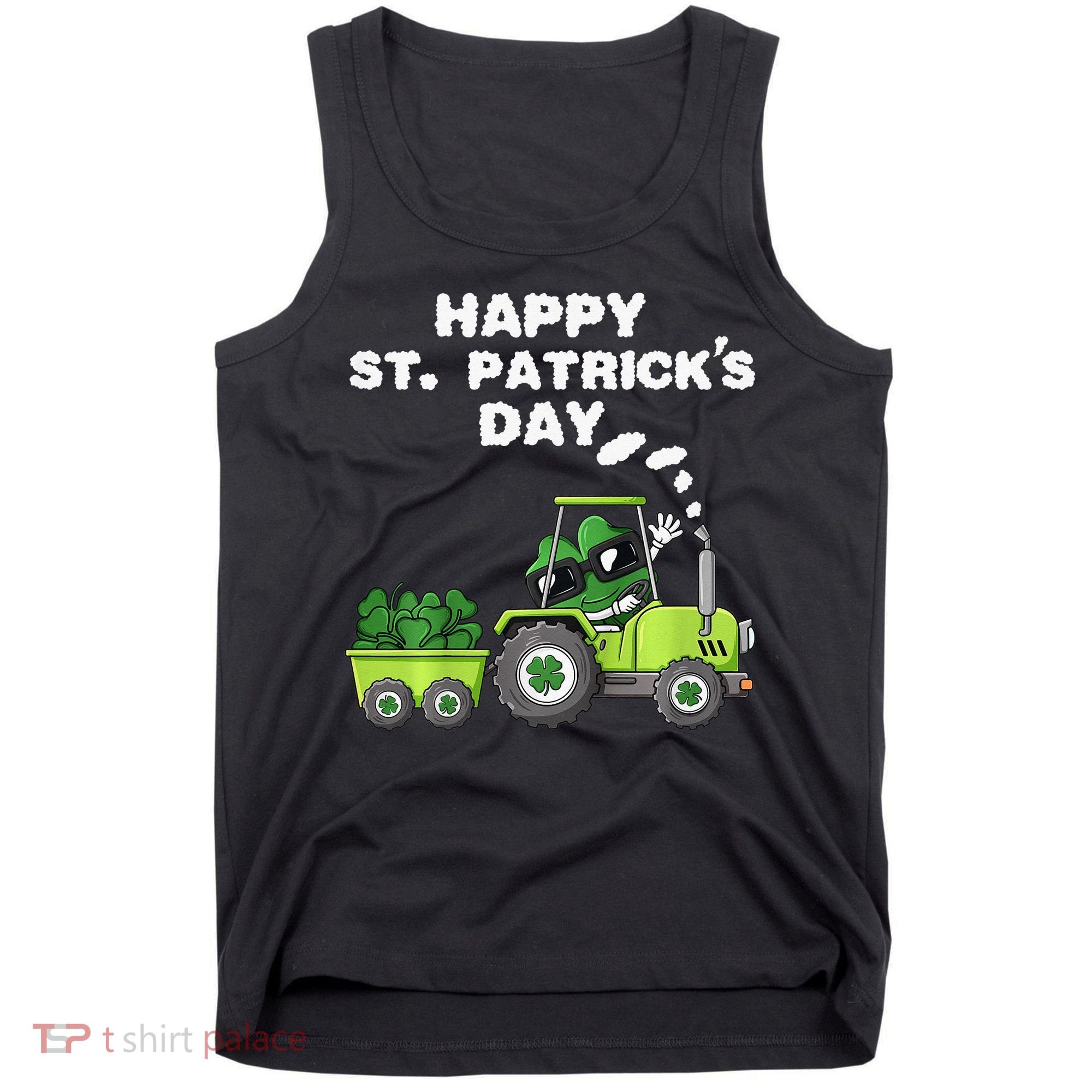 Happy St Patricks Day Shamrock Tractor Clover Tank Top