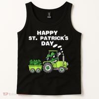 Happy St Patricks Day Shamrock Tractor Clover Tank Top thumb 2
