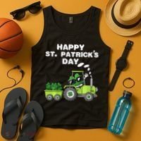 Happy St Patricks Day Shamrock Tractor Clover Tank Top thumb 4