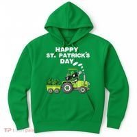Happy St Patricks Day Shamrock Tractor Clover Hoodie thumb 0
