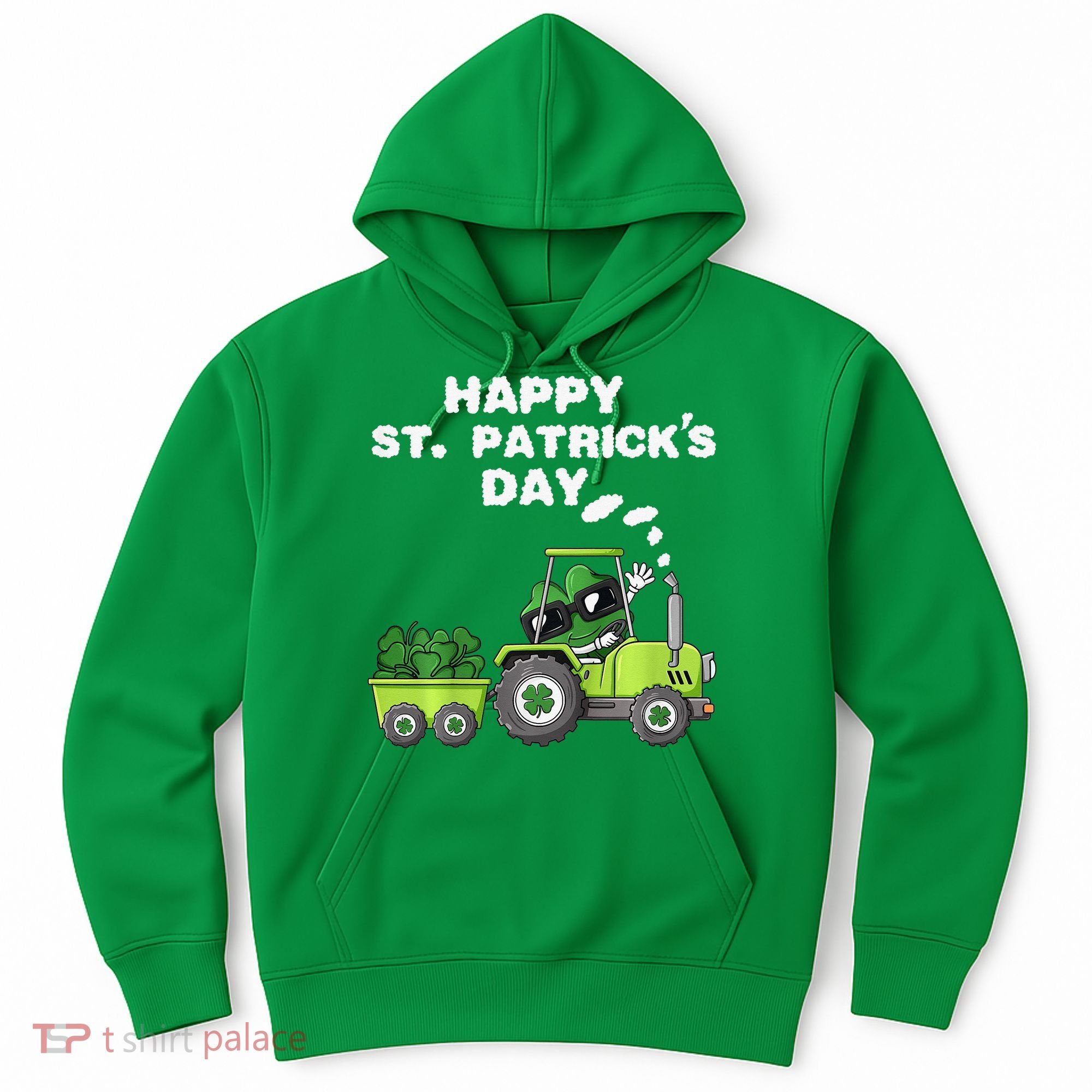 Happy St Patricks Day Shamrock Tractor Clover Hoodie