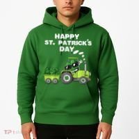 Happy St Patricks Day Shamrock Tractor Clover Hoodie thumb 2