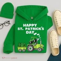 Happy St Patricks Day Shamrock Tractor Clover Hoodie thumb 4