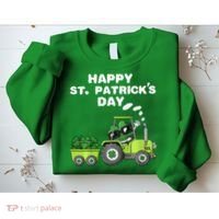 Happy St Patricks Day Shamrock Tractor Clover Sweatshirt thumb 2
