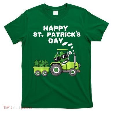 Happy St Patricks Day Shamrock Tractor Clover T-Shirt