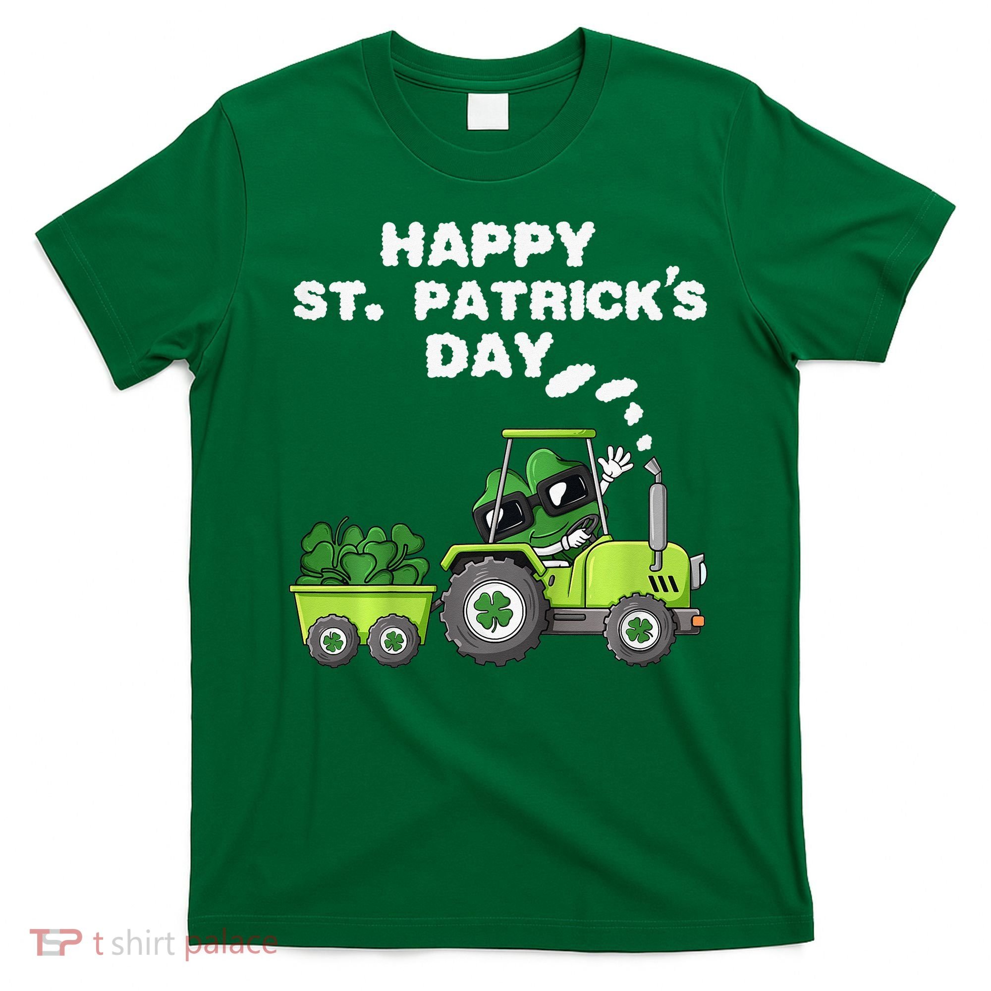 Happy St Patricks Day Shamrock Tractor Clover T-Shirt