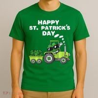 Happy St Patricks Day Shamrock Tractor Clover T-Shirt thumb 3