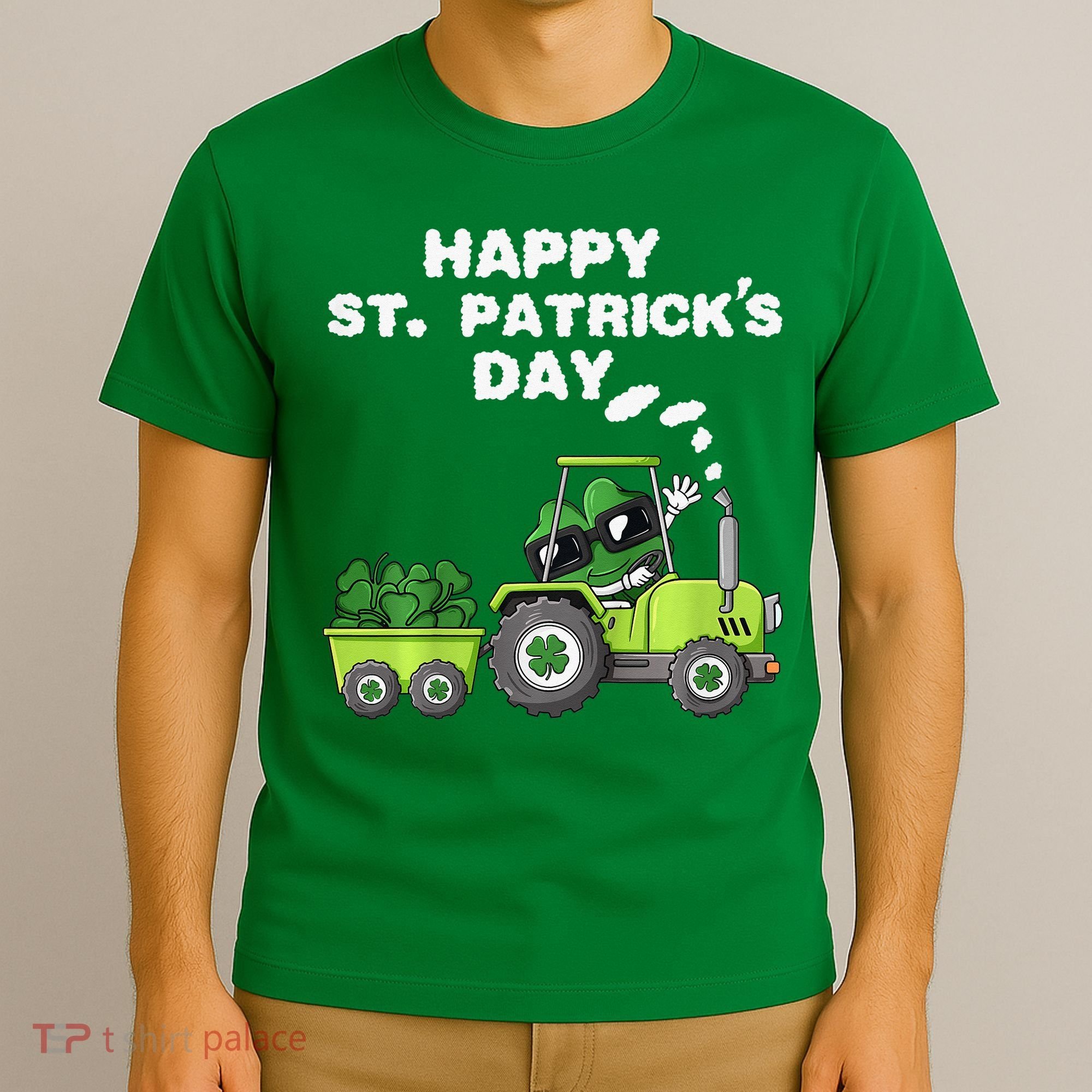 Happy St Patricks Day Shamrock Tractor Clover T-Shirt