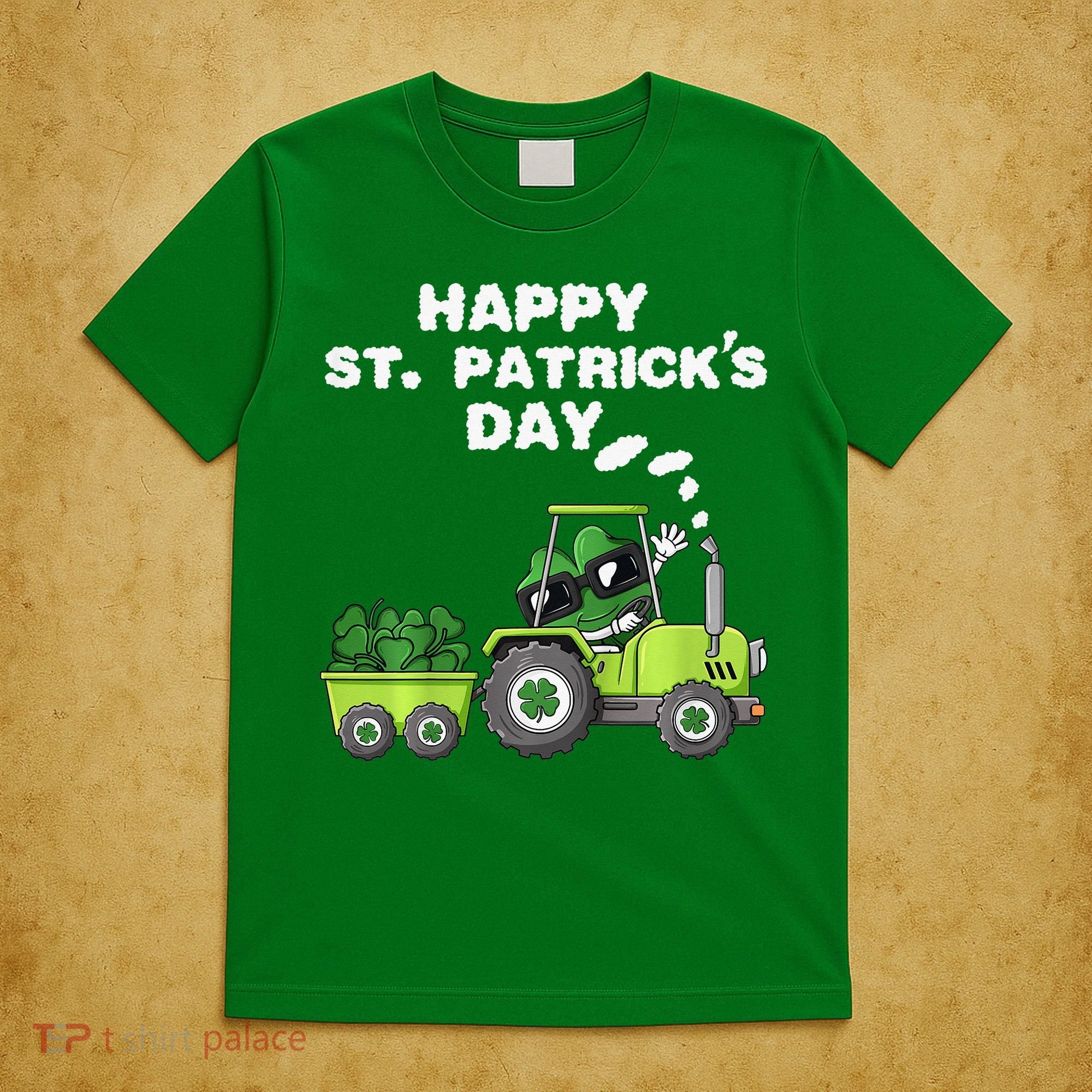 Happy St Patricks Day Shamrock Tractor Clover T-Shirt