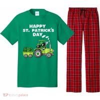 Happy St Patricks Day Shamrock Tractor Clover Pajama Set thumb 0