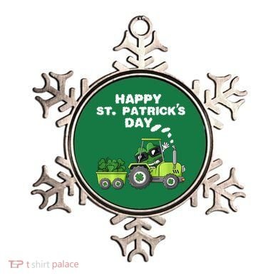 Happy St Patricks Day Shamrock Tractor Clover Ornament