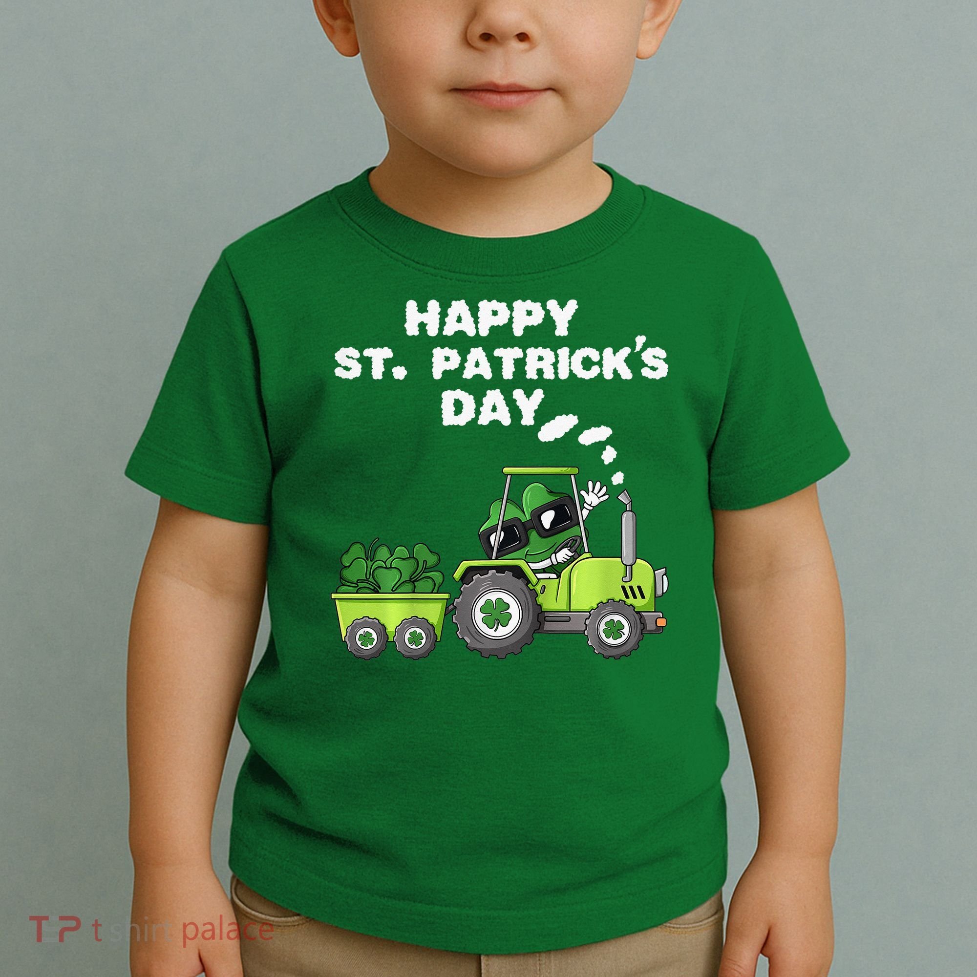 Happy St Patricks Day Shamrock Tractor Clover Toddler T-Shirt