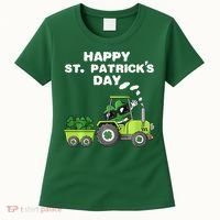 Happy St Patricks Day Shamrock Tractor Clover Women's T-Shirt thumb 0