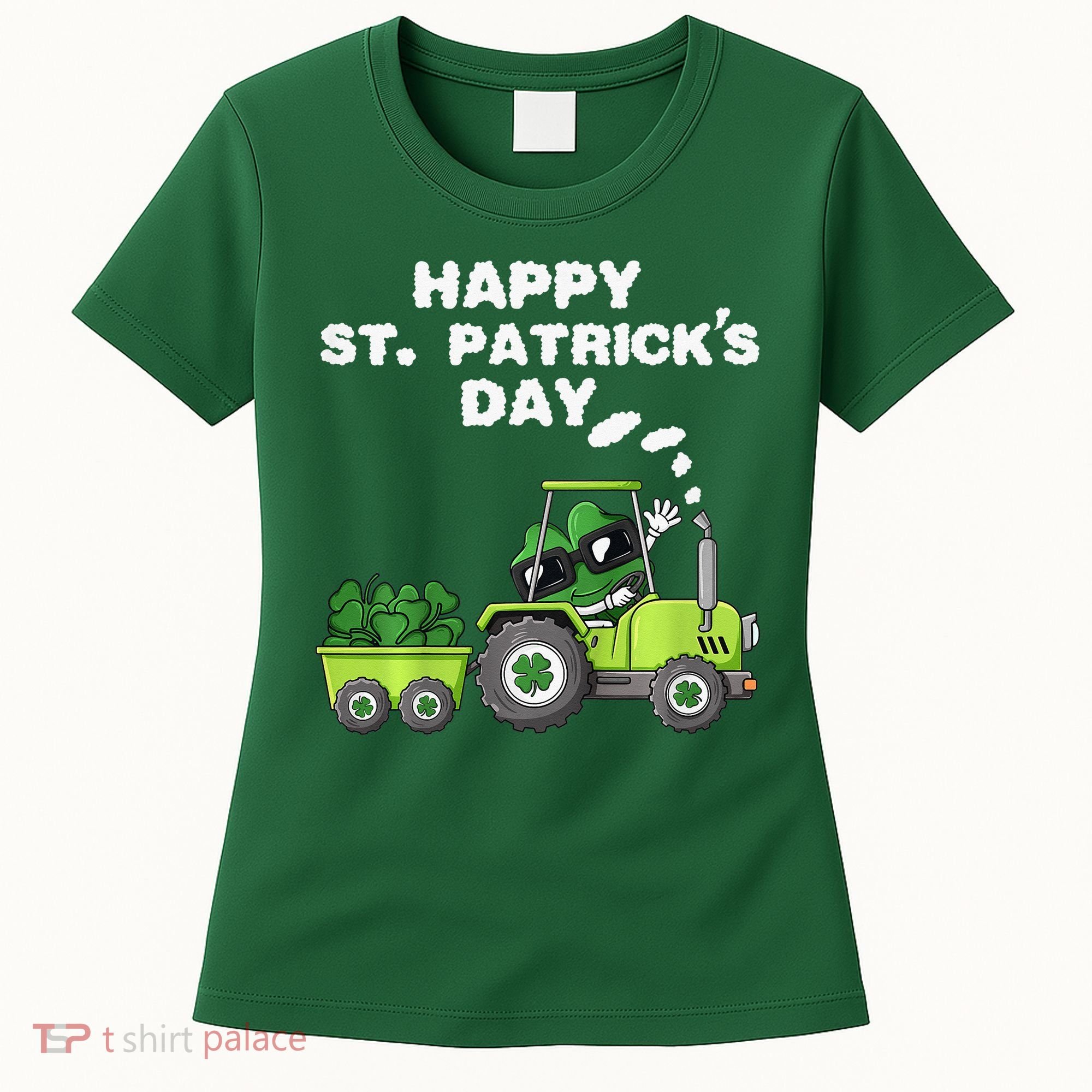 Happy St Patricks Day Shamrock Tractor Clover Women's T-Shirt