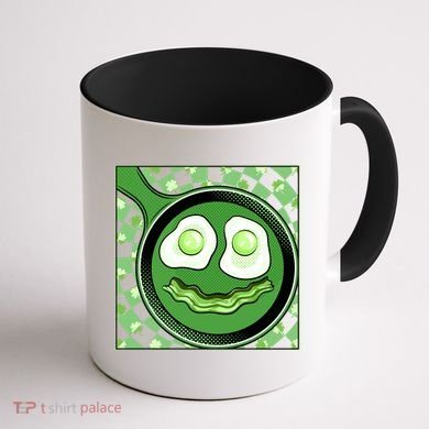 Happy St Patricks Day Green Eggs And Bacon Smile Coffee Mug back